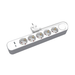 Állandó hosszabbító kábel 3-szoros dugóval és kapcsolóval, USB A, USB C aljzatokkal, 5m, SCHUKO PS-370SWS+USBA+USBC/5 E