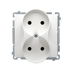 Dupla aljzat földelés nélkül ~, csavaros csatlakozók, fehér Kontakt Simon BMG2M.01/11