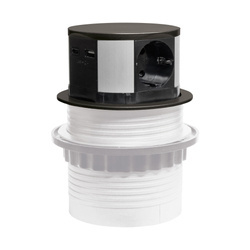 Beépített bútoraljzat 3x230V SCHUKO típus, 1xUSB A, 1xUSB C Plastrol W-72014