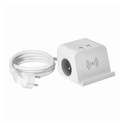 Fehér asztali konnektor USB töltővel