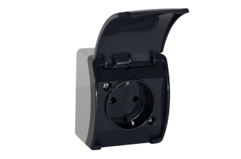 Egyszeres vízálló Schuko földelt dugalj antracit fedéllel, IP44, szürke–antracit KOALA 181-09 ViPlast