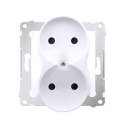 Simon 54 Premium Fehér földetlen dupla aljzat, biztonsági zsaluval, csavaros csatlakozók, DG2MZ.01/11