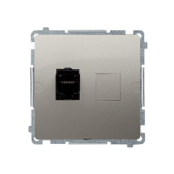 Szimpla RJ45 számítógépes aljzat, árnyékolt, védővel,  szatén (met.) Kontakt Simon BM61E.01/29