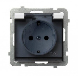 Fehér Ospel Sonata GPH-1RS/m/00/d IP-44 fröccsenésálló földelt schuko aljzat átlátszó fedéllel