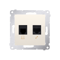 Simon 54 Premium Krém, számítógép aljzat RJ45 kat. 5e + telefon RJ12 (moduláris), D5T.01/41