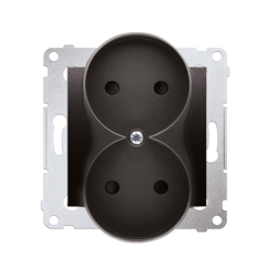 Simon 54 Premium Antracit földetlen dupla aljzat, biztonsági zsaluval, csavaros csatlakozók, DG2MZ.01/48