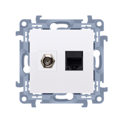 F típusú Antenna aljzat + Hálózati aljzat RJ45 kat.5e (modul) fehér Simon 10