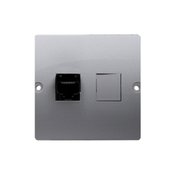 Szimpla számítógépes RJ45 aljzat, 5e kat., dobozokhoz csavarozva, inox (met.) Kontakt Simon BMF51.02/21