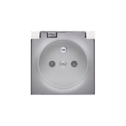 Simon 54 Premium Burkolat földelt aljzatoknak IP44 átlátszó csapfedeles, ezüst matt, fémes