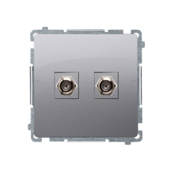 "F" típusú antenna aljzat dupla (modul) acél inox Simon Basic BMAF2.01/21