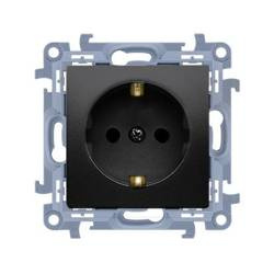 Elektromos aljzat egyedülálló földeléssel Schuko (modul) 16A 250V matt fekete Simon 10
