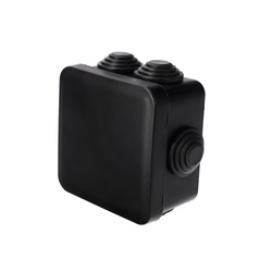 Felületre szerelhető hermetikus doboz kábelbevezetőkkel, pattintható zárással, 78x78x47mm, fekete, IP55, EDO777833, EDO Technic