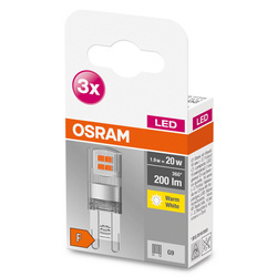 3x LED izzókészlet BASE PIN G9 20 1.9W 2700K 200lm Osram