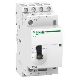 ACTI9 ICT25A KÉZI VEZÉRLÉSŰ KONTAKTOR, 50HZ, 4NO, 220-240VAC A9C21834 SCHNEIDER ELECTRIC