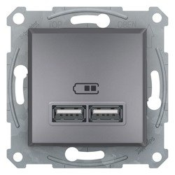 ASFORA DUPLA USB TÖLTŐ 2.1A ACÉL EPH2700262 SCHNEIDER ELECTRIC