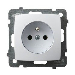 Gniazdo pojedyncze z uziemieniem biały Ospel Karo GP-1SZ/m/00