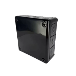 Felületre szerelhető csatlakozódoboz 118x118x46mm IP55 12 bevezetőnyílás gumitömítéssel fekete VP-51 EDO777932 EDO Technic