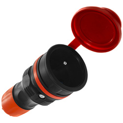 Egyszeres 2p+Z aljzat; EXTREM fedéllel; hermetikus; IP 54 szétszerelhető, fekete és piros színű