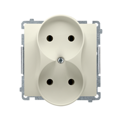 Dupla aljzat földelés nélkül ~, csavaros csatlakozók, bézs Kontakt Simon BMG2M.01/12