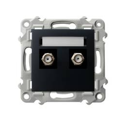 F-típusú dupla antenna aljzat SZAFIR Fekete Ospel