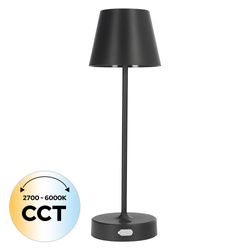 NELI 2,7W LED asztali lámpa, CCT, fekete akkumulátorral, 2200mAh, IP54, 200lm, 33cm EDO777718 EDO Solutions