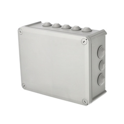 Felületre szerelhető vízmentes elosztódoboz kábelátvezetőkkel, csavaros fedéllel, 240x190x95mm, IP66, szürke, EDO777774, EDO Technic