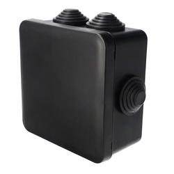 Felületre szerelhető hermetikus doboz kábelbevezetőkkel, pattintós zárással, 109x109x57mm, IP55, fekete, EDO777829, EDO Technic