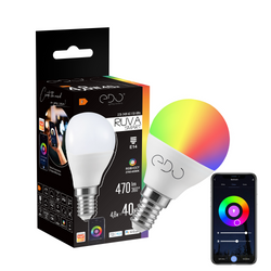 RUVA Smart LED izzó, színváltó, E14 4,8W WiFi RGB+CCT gömb 2700K-6500K, 470lm, 220-240V EDO777620 EDO Solutions