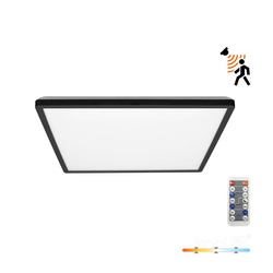 LED mennyezeti lámpa NIVERA SQUARE 18W 3CCT 3000/4000/6000K LX mozgás- és alkonyatérzékelővel IP54 fekete négyzet alakú Kobi Premium