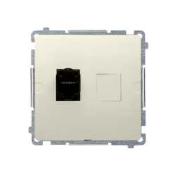 Szimpla RJ45 számítógépes aljzat porvédővel,  bézs Kontakt Simon BM61.01/12