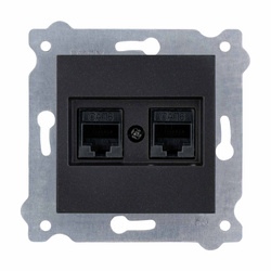 Dupla számítógép aljzat kat.6 Fekete metál 254/14E EXEN