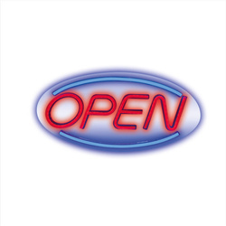 Neon PLEXI LED OPEN fali lámpa kék piros FPNE04X T-00471 PLASTROL