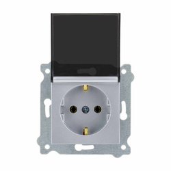 Schuko földelt aljzat 2P+E (füstszínű fedéllel) Ezüst 239/10E EXEN