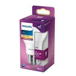 LED izzó A60 E27 8W = 60W 2700K 806lm Philips