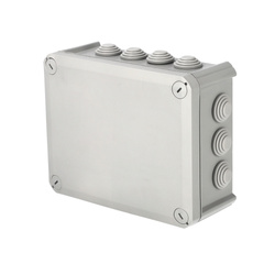 Felületre szerelhető vízmentes elosztódoboz kábelátvezetőkkel, csavaros fedéllel, 190x150x75mm, IP66, szürke, EDO777773, EDO Technic