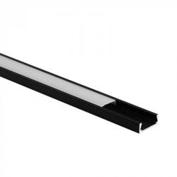 N02 profil fekete + diffúzor 2m - Készlet: profil, diffúzor, zárókupakok