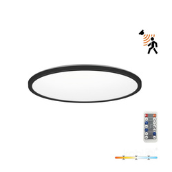 LED mennyezeti lámpa NIVERA CIRCLE 18W 3CCT 3000/4000/6000K LX mozgás- és alkonyatérzékelővel IP54 fekete kör alakú Kobi Premium