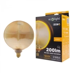 Dekoratív LED izzó E27 4W 1800K meleg 200lm G188 Amber ZERO SERIES ZERO sorozat Eco Light