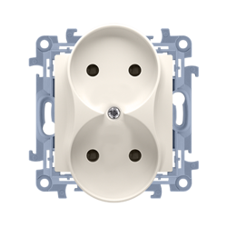 Dupla elektromos aljzat földelés nélkül (modul) 16A 250V krémszínű Simon 10