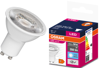 LED VALUE PAR16 GU10 4.5W =50W 4000K 350lm izzó 60db Osram