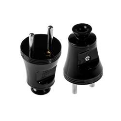 Csupaszított dugó, egyenes 2p+Z, 16A, 250V; WT-30 FEKETE