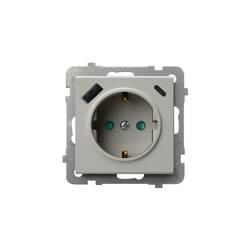 Egyetlen földelt schuko aljzat elektromos burkolattal, USB töltővel A+C Kasmír OSPEL Sonata GP-1RSPUSBAC/m/82