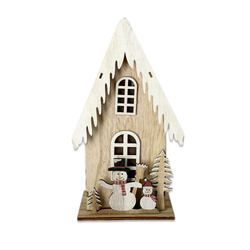 Faház hóemberekkel 28cm 2xAA