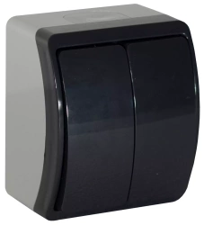 Fröccsenésálló kettős kapcsoló (csillárkapcsoló), szürke-antracit, IP44 KOALA 152-09 ViPlast