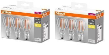 6x FILAMENT E27 6.5W 2700K 806lm Osram izzó készlet 6x FILAMENT E27 6.5W 2700K 806lm