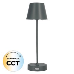 NELI asztali lámpa 2,7W LED, CCT, szürke, akkumulátorral, 2200mAh, IP54, 200lm, 33cm, EDO777719 EDO Solutions