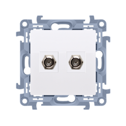 F típusú dupla antenna aljzat (modul) fehér Simon 10