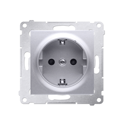 Schuko aljzat biztonsági zsaluval (moduláris)16A, 250V~, csavaros csatlakozók, ezüst matt Kontakt Simon DGSz1Z.01/43