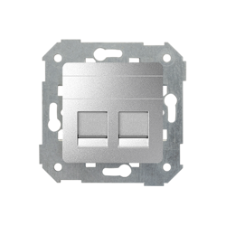 2x RJ45 aljzat lapos fedél redőnyökkel, alumínium Simon 82