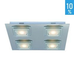 LED plafond mennyezeti lámpa Peppe 4 fényforrás üveg négyzet alakú matt Italux C0509A CLEAR